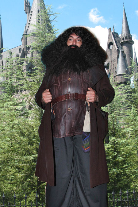 Jon- Hagrid impersonator, giant Hagrid character on stilts, Hagrdi Stilt Walker, Harry Potter strolling character, NJ Stilt Walker