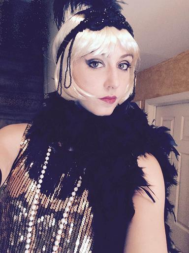 1920 Gatsby Girl Flapper for roaring 20s theme parties and event, professional actress, singer, dancer strolls in 1020 character, optional candy tray, Gatsby Girls NJ