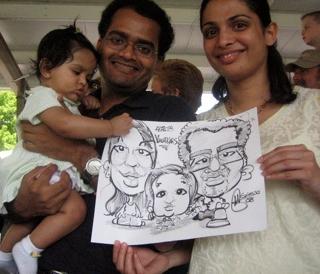 Caricaturist for family parties, group cartoon drawing of your family and party guests, Caricature Artist in New Jersey