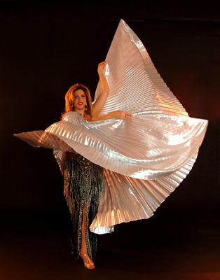 Specialty Wings of Isis veil, dynamic Belly Dance show entrance with Egyptian Wings of Isis veil specialty
