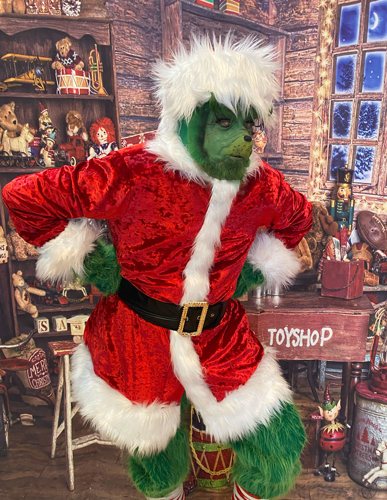 The Grinch performer is coming to town and watch out for his crazy antics and zany tricks, great entertainer formerly of Broadway with spectacular stage quality professional costume