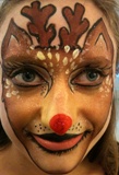 Christmas holiday face painting artist, Xmas theme designs such as Reindeer, Santa Claus, Snow Man, Snowflakes, Winter Wonderland 