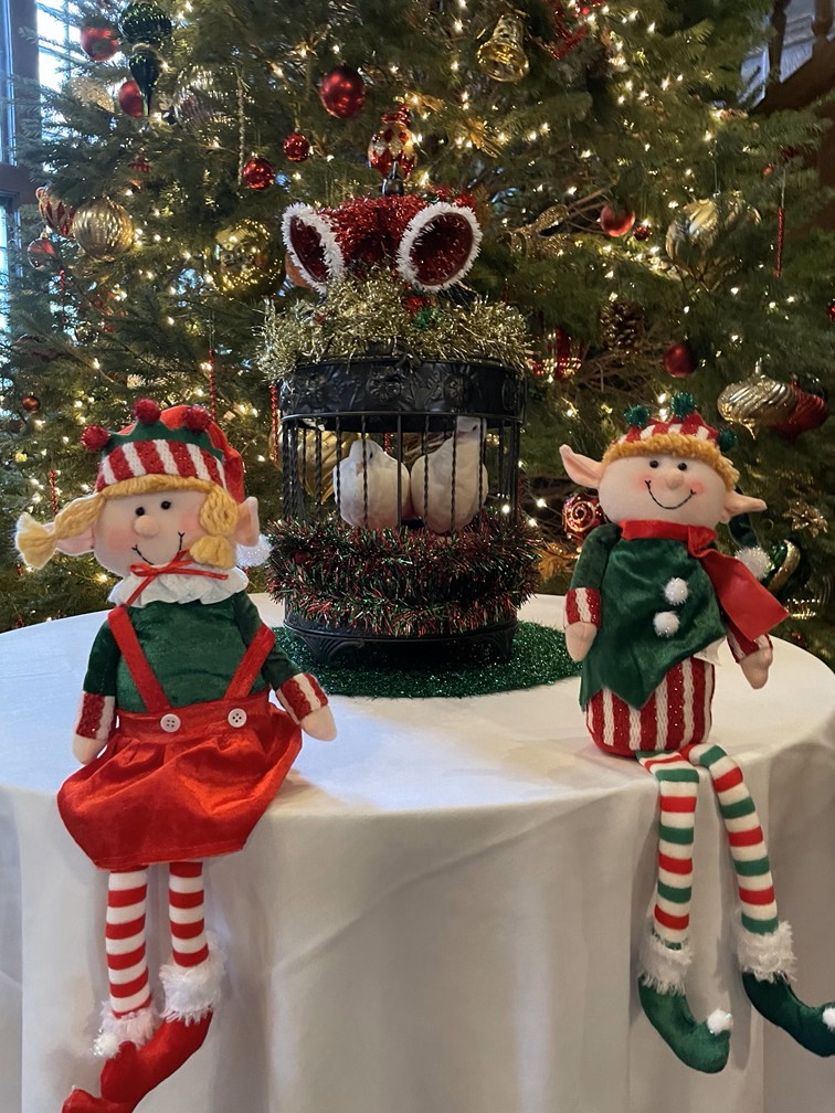 Magical Santa Claus with magic appearing snowy white doves from the North Pole